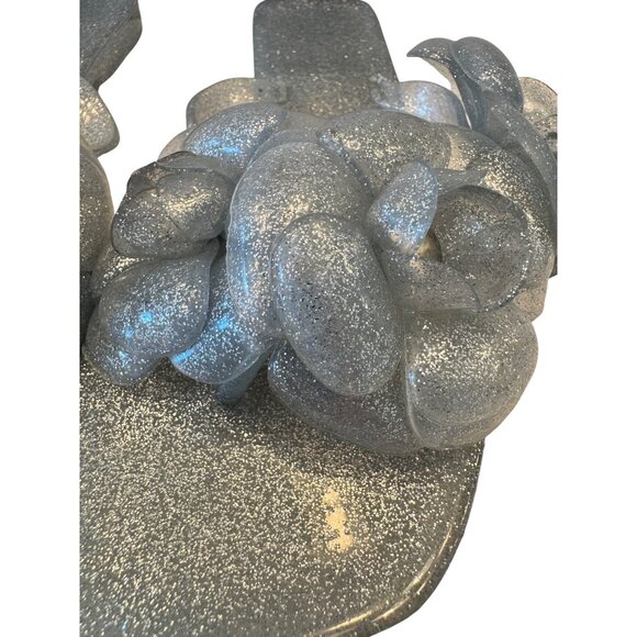 Jeffrey Campbell Jelly FLoralee Sandals Size 7 Shimmer Silver EU 38 NWOB - Picture 8 of 10